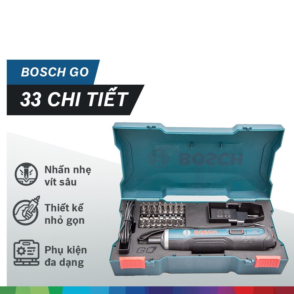 Máy vặn vít Bosch GO - Tặng kèm bộ phụ kiện 33 chi tiết